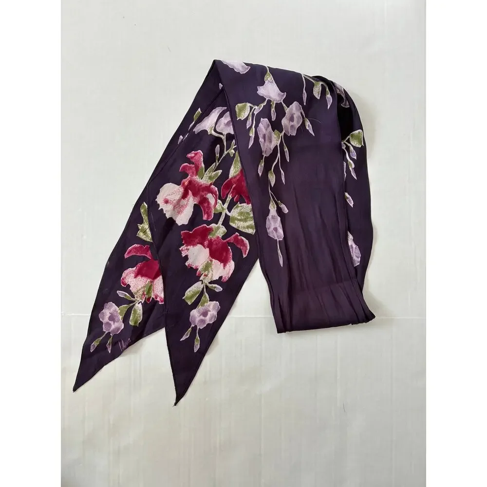 Vera Neumann Scarf Vintage Purple Abstract Pink Floral Wearable Art 68